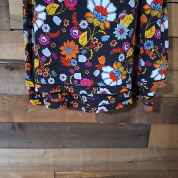 J. Jill Black Floral Bohemian Preppy Knee-Length Layered Dress Size S Pockets 💐 - Picture 8 of 8